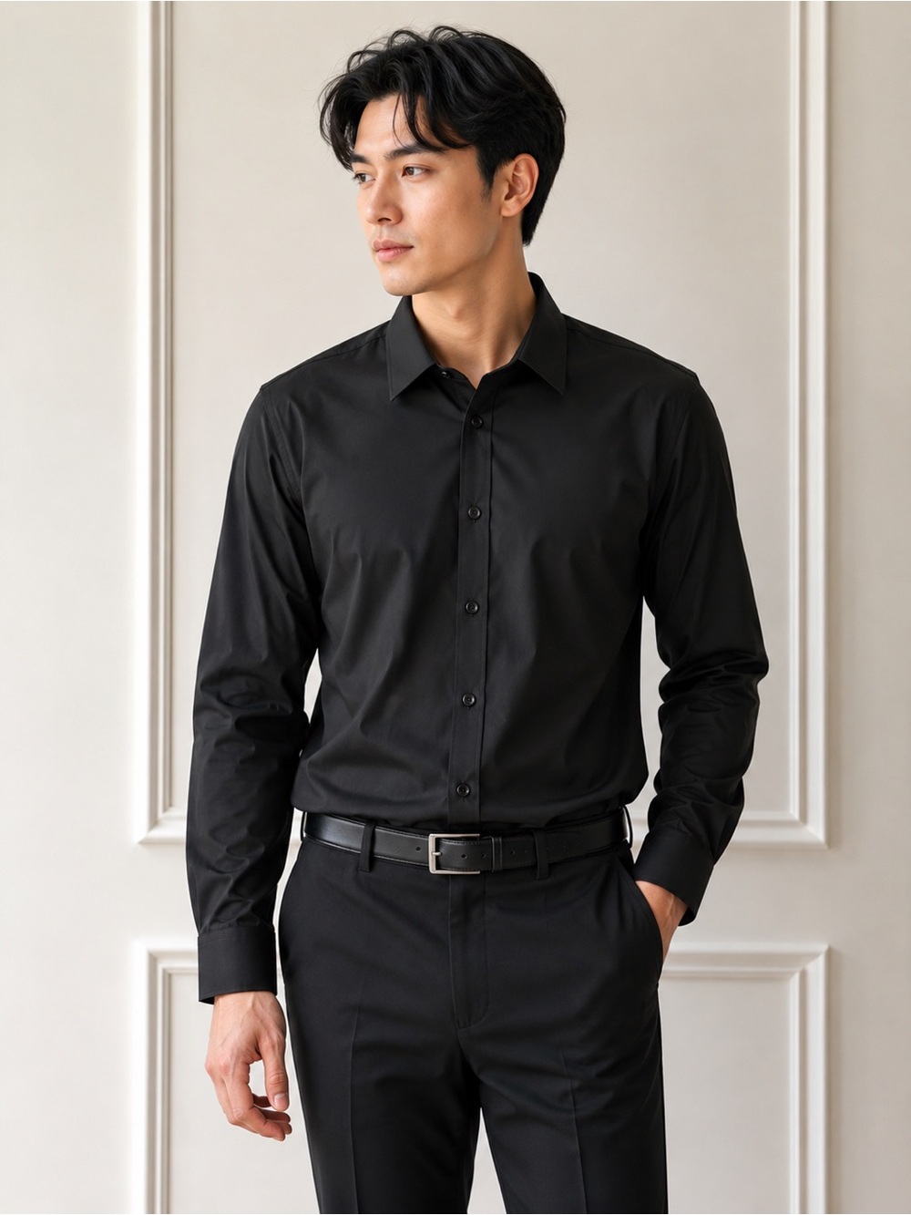 Collar & Co. NWT Apex Performance Black Dress Shirt with Semi Spread Collar